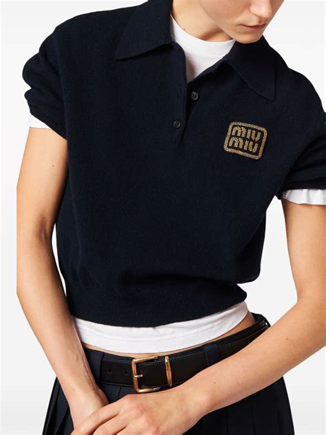 miu miu cashmere polo|gold cashmere polo shirt.